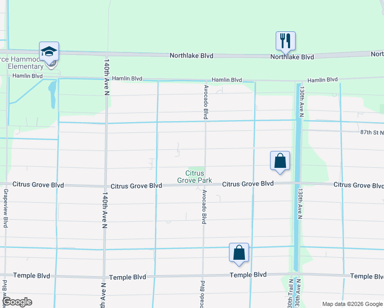 map of restaurants, bars, coffee shops, grocery stores, and more near 13595 86th Road North in West Palm Beach