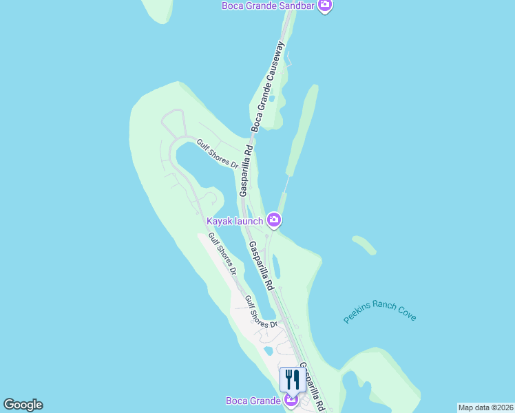 map of restaurants, bars, coffee shops, grocery stores, and more near 5850 Gasparilla Road in Boca Grande