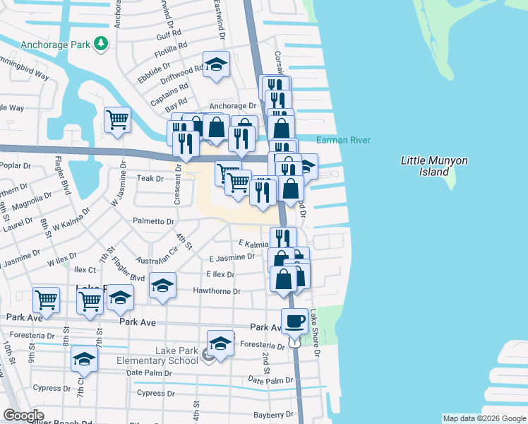map of restaurants, bars, coffee shops, grocery stores, and more near 109 U.S. Route 1 in North Palm Beach