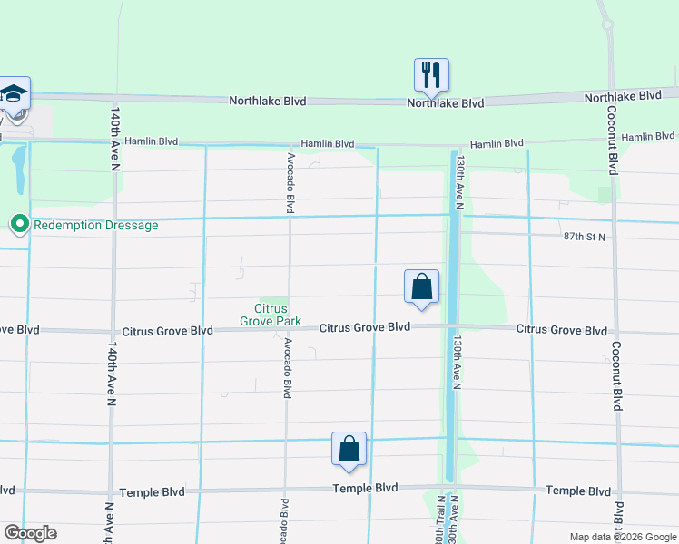 map of restaurants, bars, coffee shops, grocery stores, and more near 13297 86th Road North in West Palm Beach