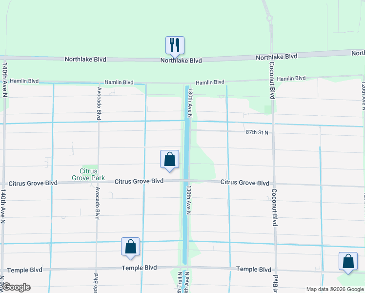 map of restaurants, bars, coffee shops, grocery stores, and more near 13051 86th Road North in West Palm Beach