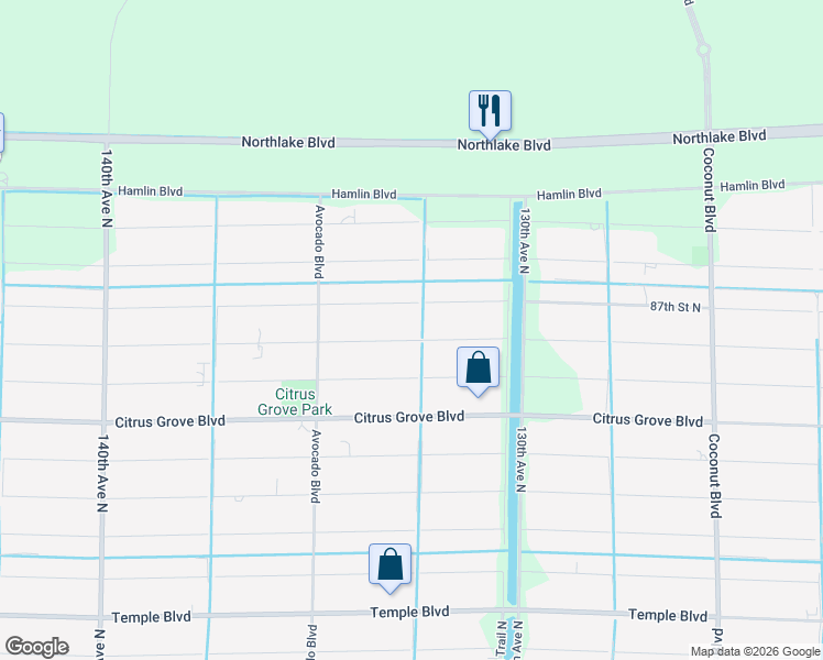 map of restaurants, bars, coffee shops, grocery stores, and more near 13275 86th Road North in West Palm Beach