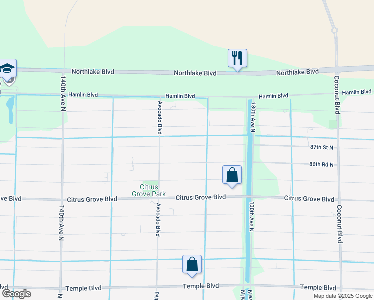 map of restaurants, bars, coffee shops, grocery stores, and more near 13341 87th Street North in West Palm Beach