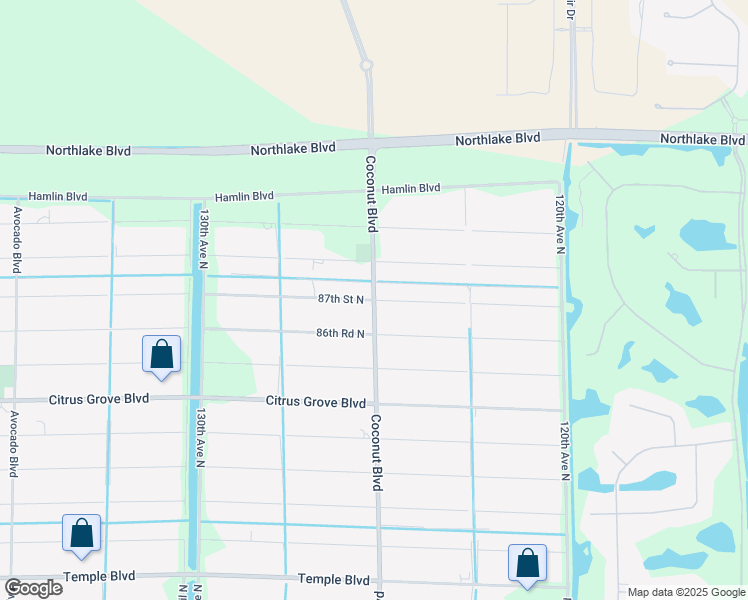 map of restaurants, bars, coffee shops, grocery stores, and more near Coconut Blvd & 87th St N in West Palm Beach