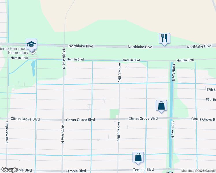 map of restaurants, bars, coffee shops, grocery stores, and more near 13593 87th Street North in West Palm Beach