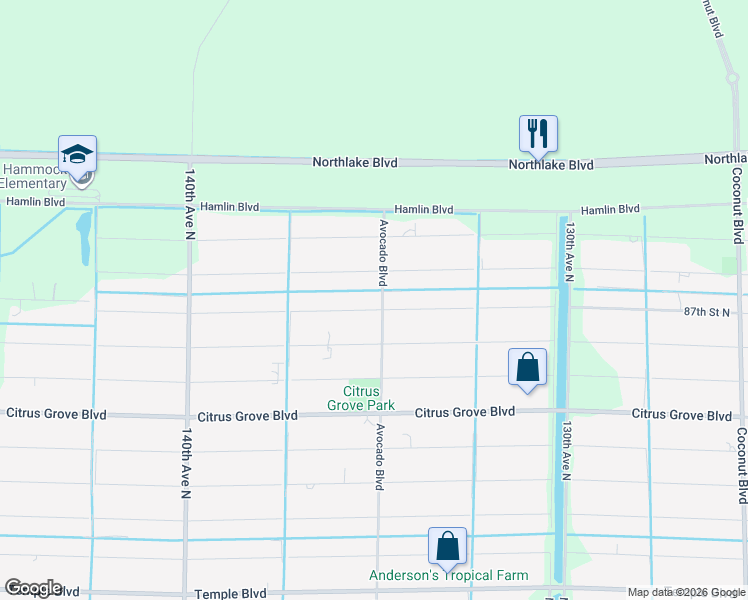 map of restaurants, bars, coffee shops, grocery stores, and more near 8745 Avocado Boulevard in West Palm Beach