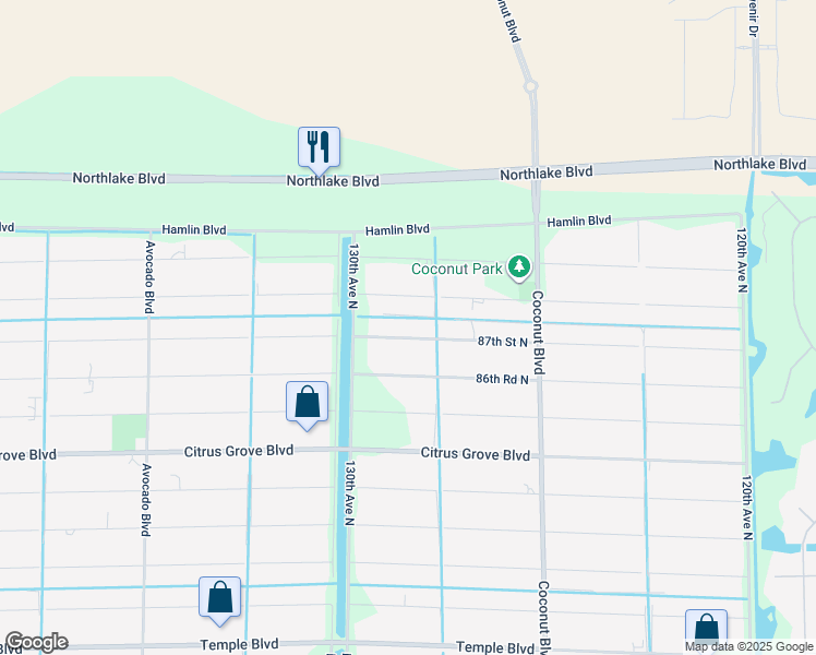 map of restaurants, bars, coffee shops, grocery stores, and more near 12783 87th Street North in West Palm Beach