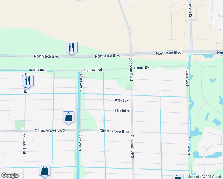 map of restaurants, bars, coffee shops, grocery stores, and more near 12667 88th Place North in West Palm Beach