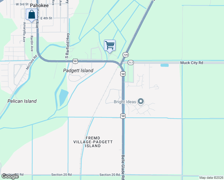 map of restaurants, bars, coffee shops, grocery stores, and more near 38520 North 86th Street in Pahokee