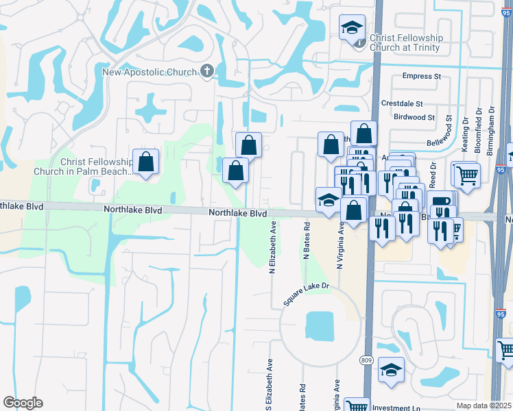 map of restaurants, bars, coffee shops, grocery stores, and more near 9017 Green Meadows Way in Palm Beach Gardens