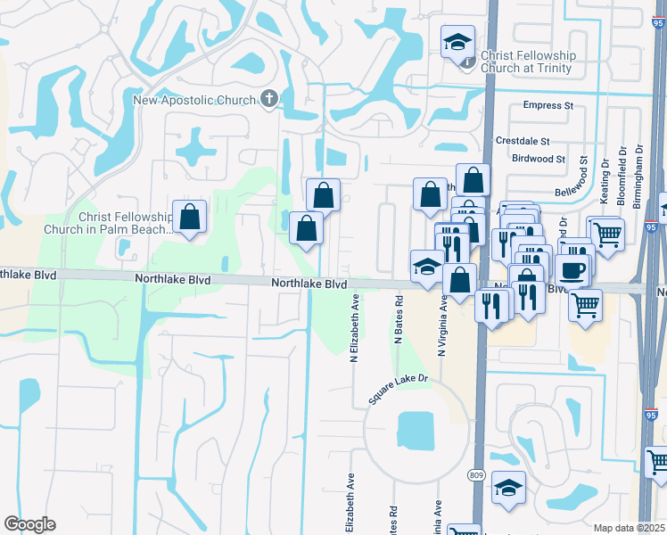 map of restaurants, bars, coffee shops, grocery stores, and more near 9017 Green Meadows Way in Palm Beach Gardens