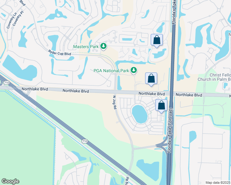 map of restaurants, bars, coffee shops, grocery stores, and more near Northlake Blvd & Ryder Cup Blvd in Palm Beach Gardens