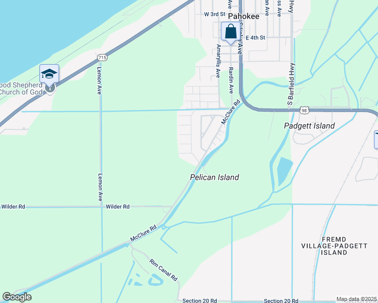 map of restaurants, bars, coffee shops, grocery stores, and more near 412 South Coconut Court in Pahokee