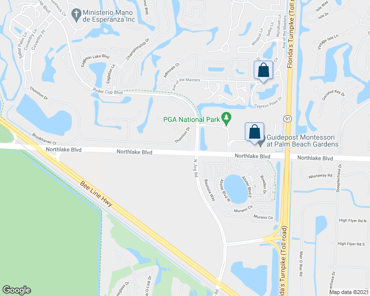 map of restaurants, bars, coffee shops, grocery stores, and more near 227 Woodsmuir Court in Palm Beach Gardens