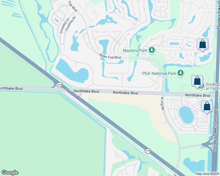 map of restaurants, bars, coffee shops, grocery stores, and more near 156 Thornton Drive in Palm Beach Gardens