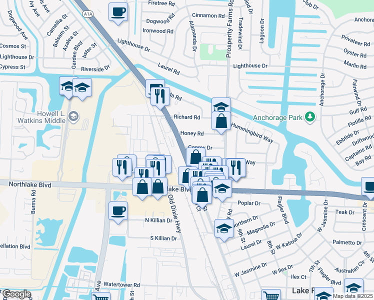 map of restaurants, bars, coffee shops, grocery stores, and more near 9221 Florida A1A Alternate in Palm Beach Gardens