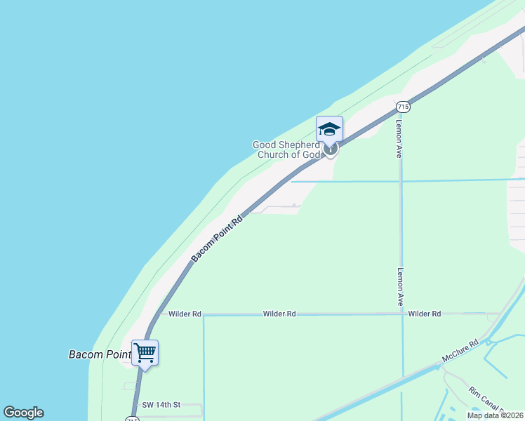 map of restaurants, bars, coffee shops, grocery stores, and more near 2316 Bacom Point Road in Pahokee