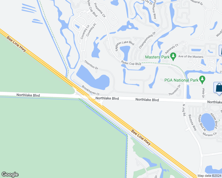 map of restaurants, bars, coffee shops, grocery stores, and more near 178 Thornton Drive in Palm Beach Gardens