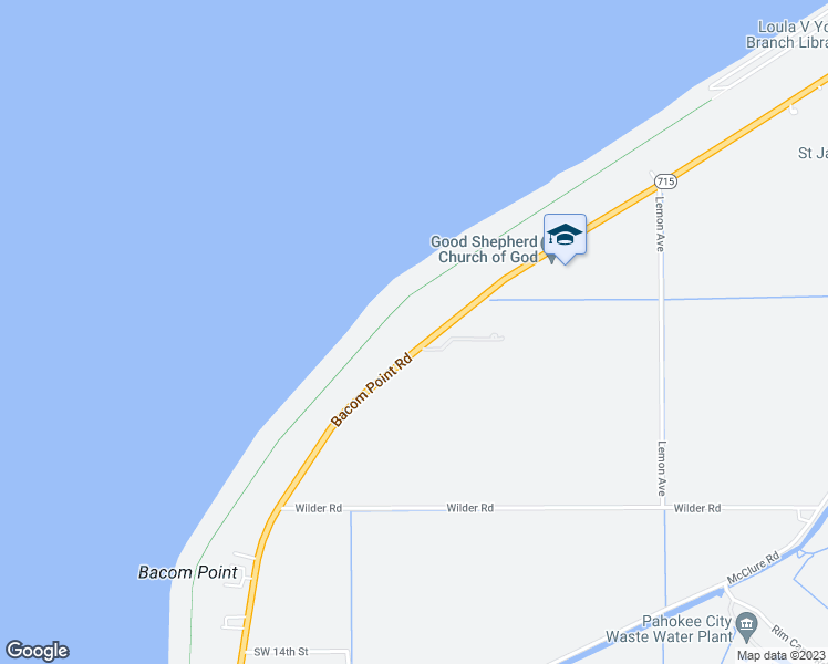 map of restaurants, bars, coffee shops, grocery stores, and more near 2316 Bacom Point Road in Pahokee