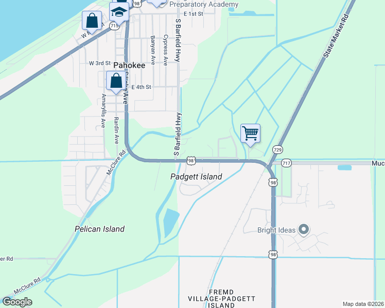 map of restaurants, bars, coffee shops, grocery stores, and more near 663 East 7th Street in Pahokee