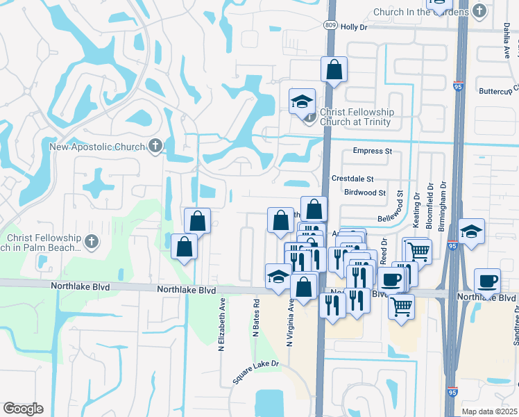 map of restaurants, bars, coffee shops, grocery stores, and more near 4794 Brady Lane in Palm Beach Gardens