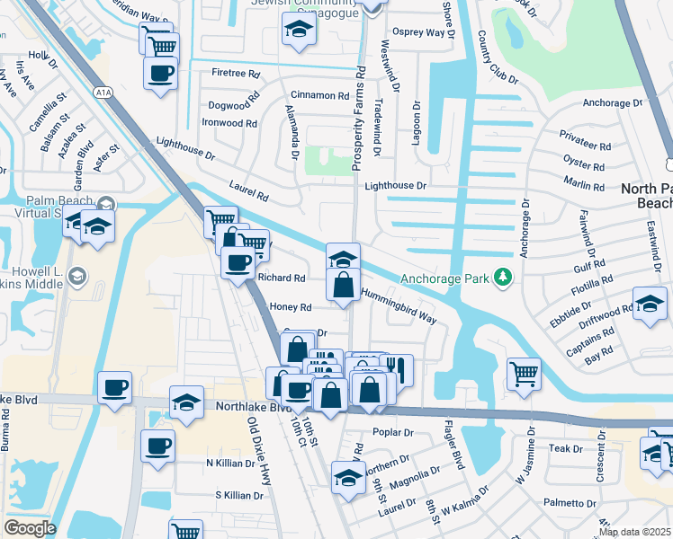 map of restaurants, bars, coffee shops, grocery stores, and more near 9402 Marand Way in West Palm Beach