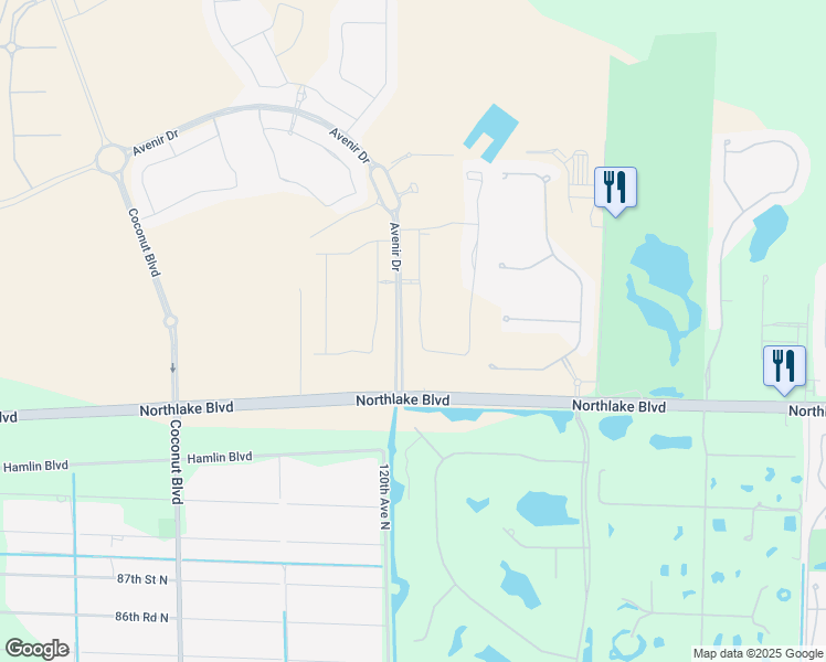 map of restaurants, bars, coffee shops, grocery stores, and more near 12001 Northlake Boulevard in West Palm Beach