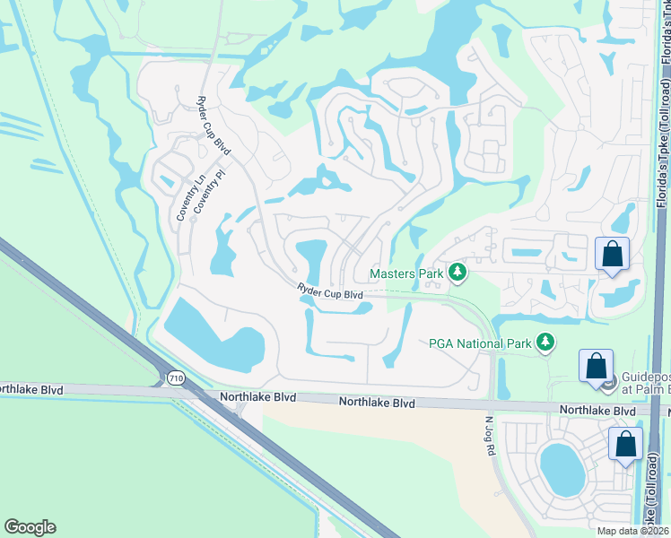 map of restaurants, bars, coffee shops, grocery stores, and more near 103 Eagleton Lane in Palm Beach Gardens
