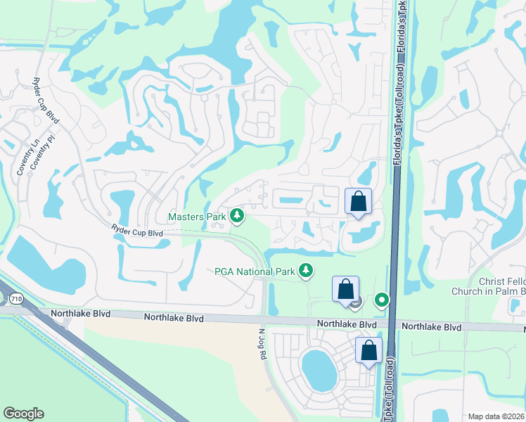 map of restaurants, bars, coffee shops, grocery stores, and more near 32 Governors Court in Palm Beach Gardens