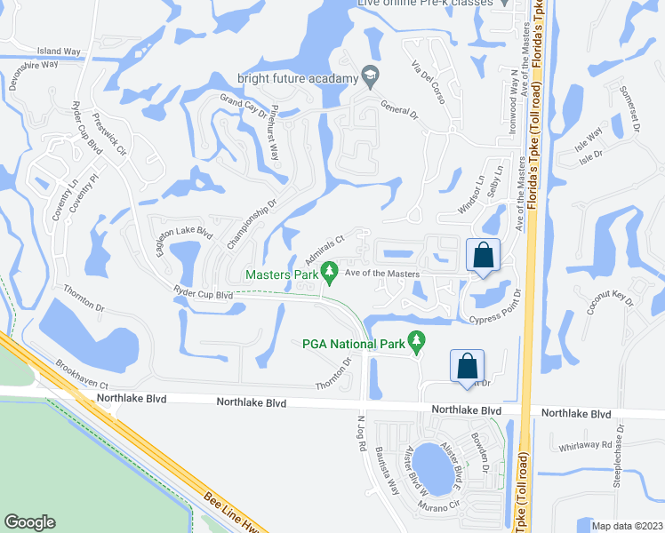 map of restaurants, bars, coffee shops, grocery stores, and more near 4 Governors Court in Palm Beach Gardens