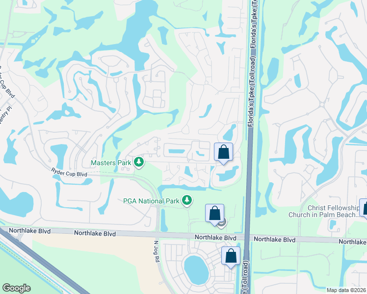 map of restaurants, bars, coffee shops, grocery stores, and more near 264 Canterbury Drive West in Palm Beach Gardens