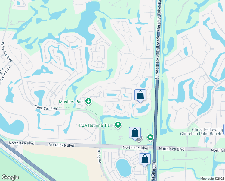 map of restaurants, bars, coffee shops, grocery stores, and more near 289 Canterbury Drive West in Palm Beach Gardens