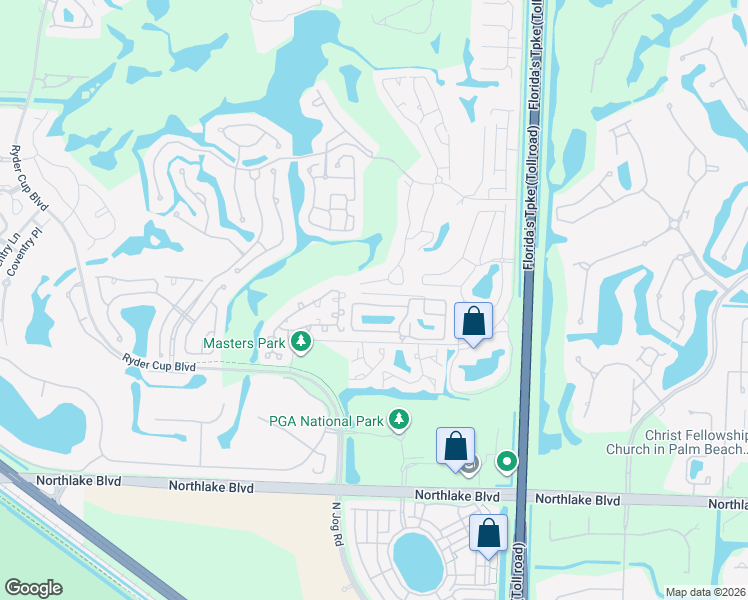 map of restaurants, bars, coffee shops, grocery stores, and more near 289 Canterbury Drive West in Palm Beach Gardens