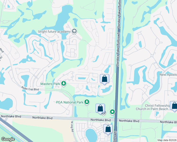 map of restaurants, bars, coffee shops, grocery stores, and more near 261 Canterbury Drive West in Palm Beach Gardens