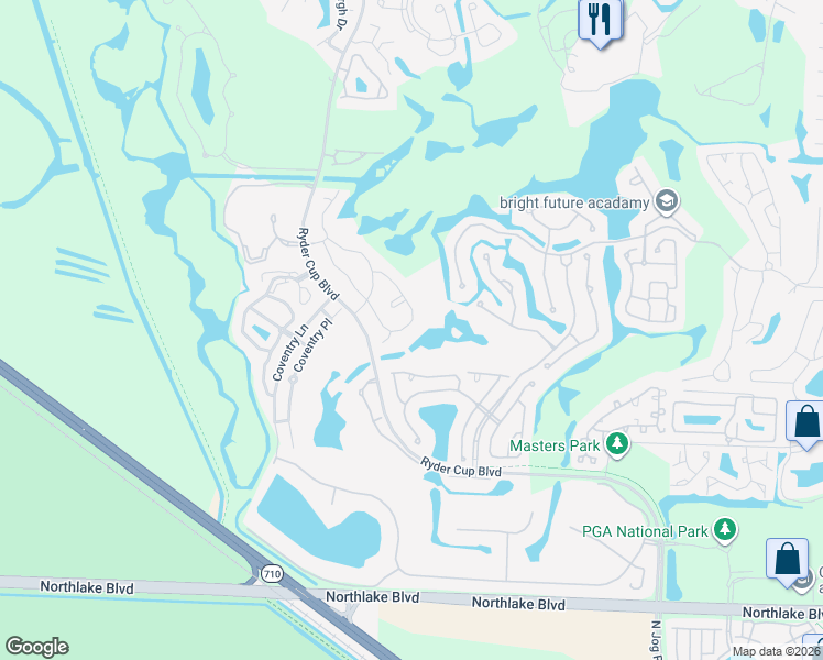 map of restaurants, bars, coffee shops, grocery stores, and more near 547 Prestwick Circle in Palm Beach Gardens