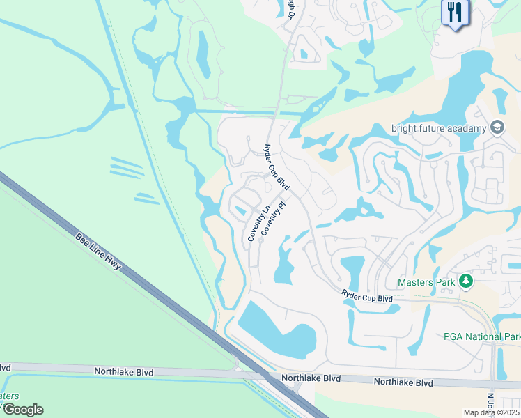map of restaurants, bars, coffee shops, grocery stores, and more near 1804 Rosewood Way in Palm Beach Gardens