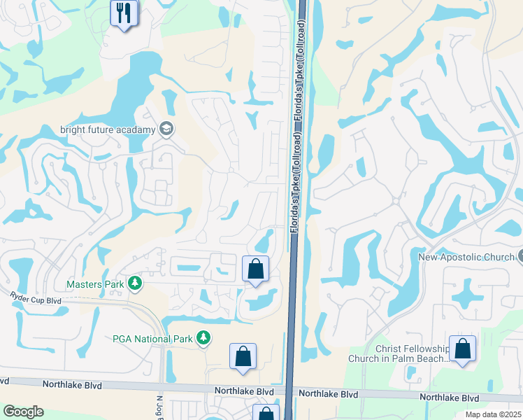 map of restaurants, bars, coffee shops, grocery stores, and more near 55 Windsor Lane in Palm Beach Gardens