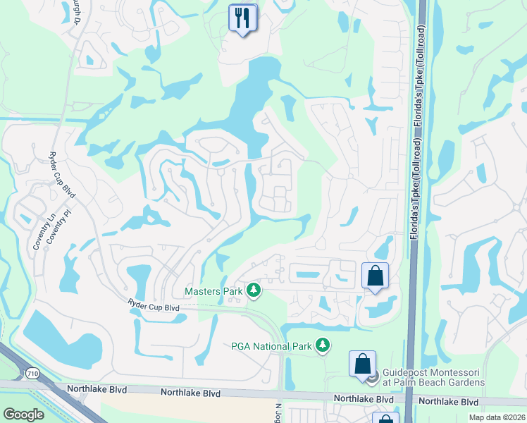 map of restaurants, bars, coffee shops, grocery stores, and more near 97 Monterey Pointe Drive in Palm Beach Gardens