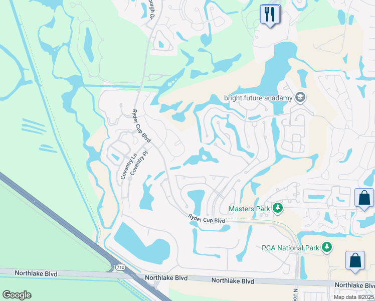 map of restaurants, bars, coffee shops, grocery stores, and more near 537 Prestwick Circle in Palm Beach Gardens