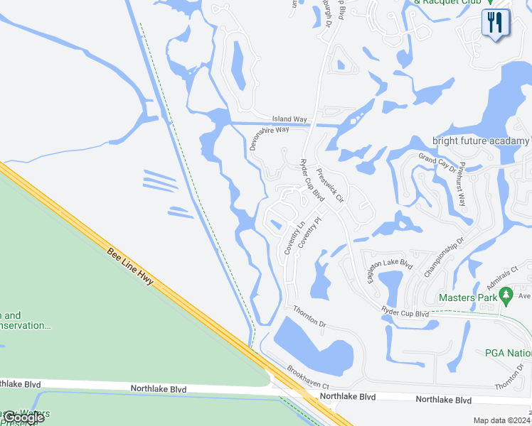 map of restaurants, bars, coffee shops, grocery stores, and more near 1495 Mahogany Place in Palm Beach Gardens