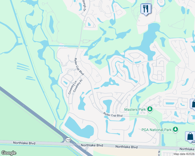 map of restaurants, bars, coffee shops, grocery stores, and more near 374 Prestwick Circle in Palm Beach Gardens