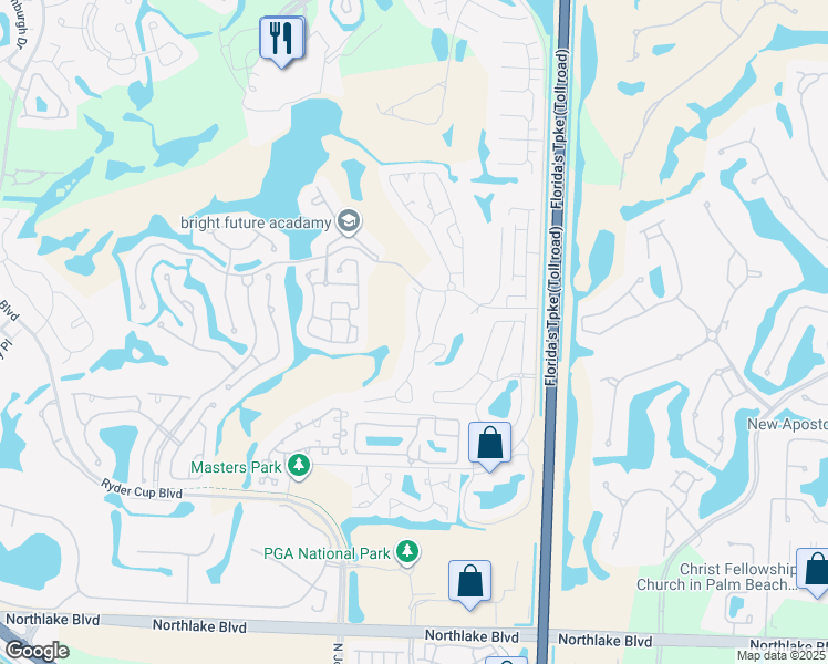 map of restaurants, bars, coffee shops, grocery stores, and more near 731 Windermere Way in Palm Beach Gardens