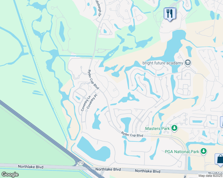 map of restaurants, bars, coffee shops, grocery stores, and more near 374 Prestwick Circle in Palm Beach Gardens