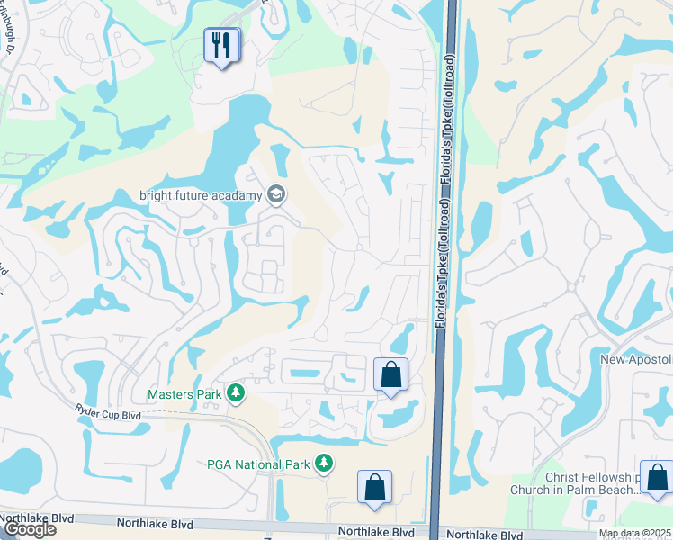 map of restaurants, bars, coffee shops, grocery stores, and more near 731 Windermere Way in Palm Beach Gardens