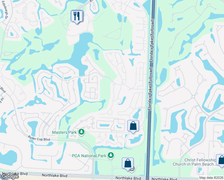 map of restaurants, bars, coffee shops, grocery stores, and more near 705 Windermere Way in Palm Beach Gardens
