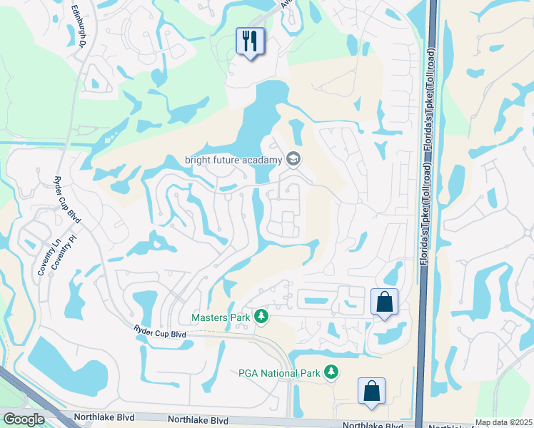 map of restaurants, bars, coffee shops, grocery stores, and more near 86 Monterey Pointe Drive in Palm Beach Gardens