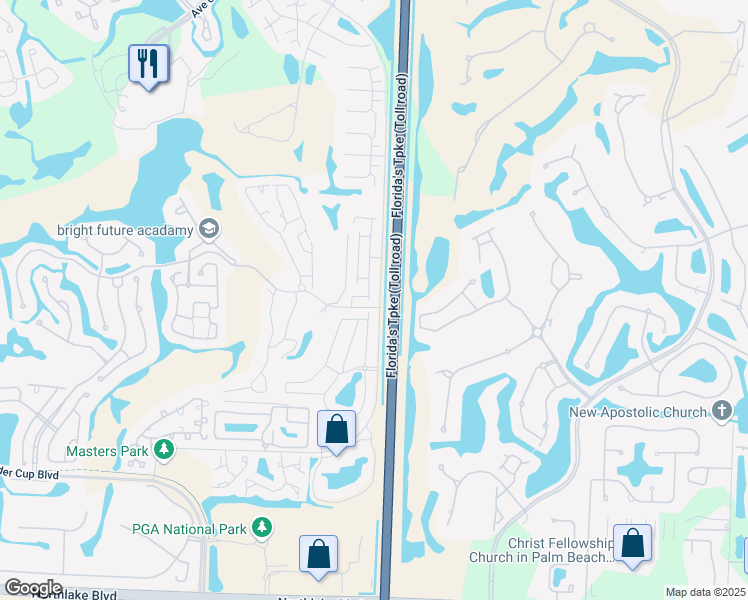 map of restaurants, bars, coffee shops, grocery stores, and more near 72 Ironwood Way North in Palm Beach Gardens