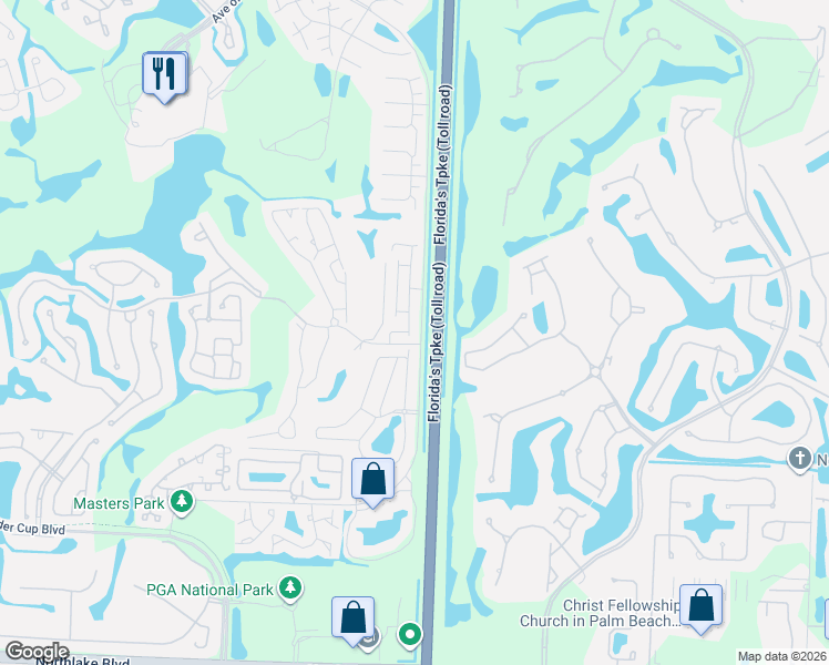 map of restaurants, bars, coffee shops, grocery stores, and more near 70 Ironwood Way North in Palm Beach Gardens