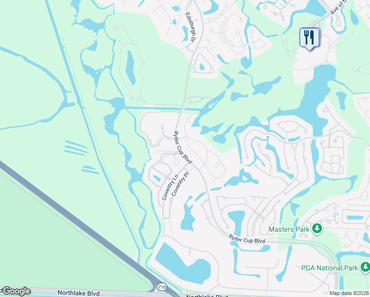 map of restaurants, bars, coffee shops, grocery stores, and more near 355 Prestwick Circle in Palm Beach Gardens