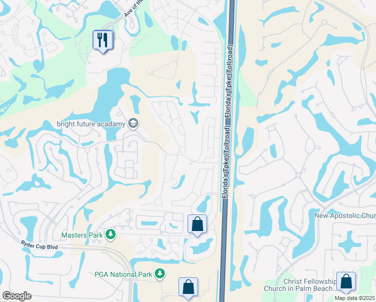 map of restaurants, bars, coffee shops, grocery stores, and more near 5 Vía Verona in Palm Beach Gardens